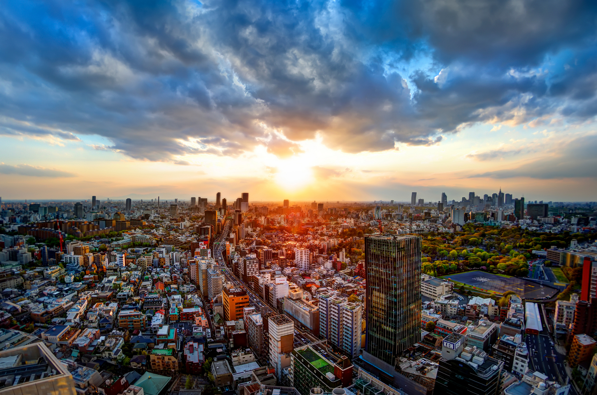 The Tokyo skyline at sunset