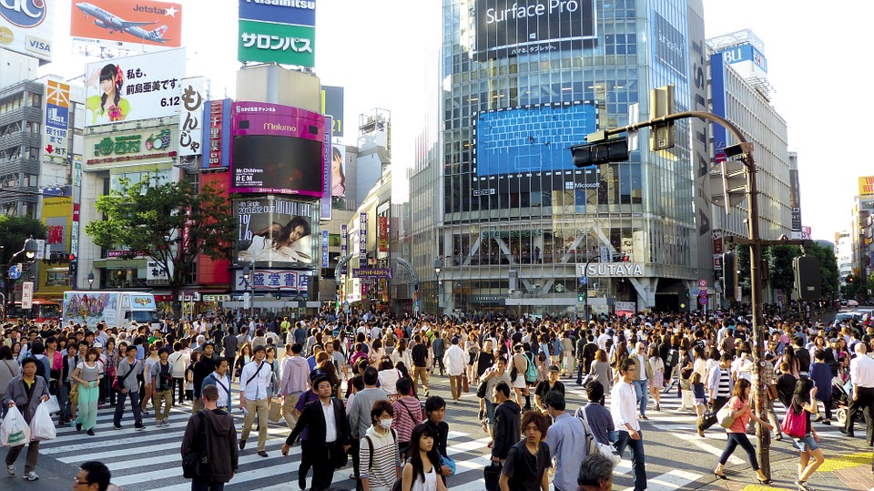 A busy street in Japan.