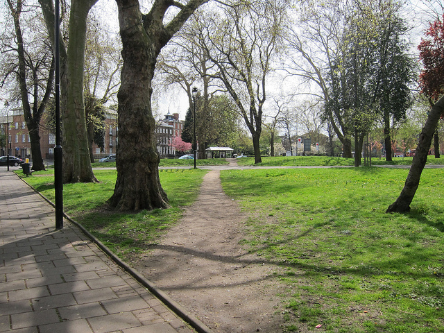 A desire path in Tottenham, England.